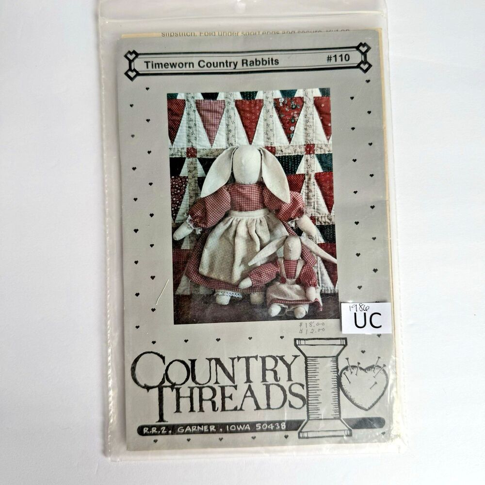 Country Threads Sewing Pattern 110 with Fabric Country Rabbits Bunnies Rabbits - Picture 2 of 7
